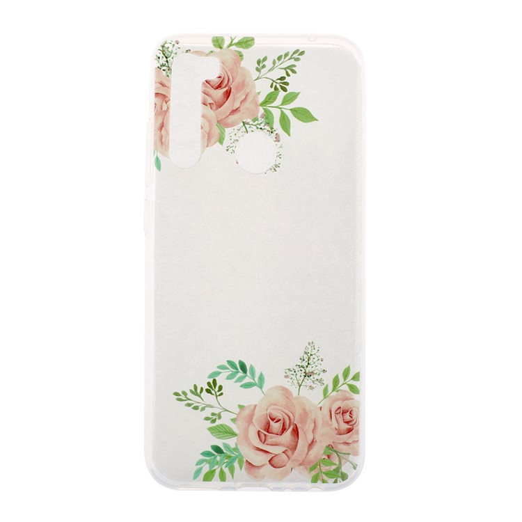Embossed Rubberized TPU Phone Case for Xiaomi Redmi Note 8 - Pink Flower-1