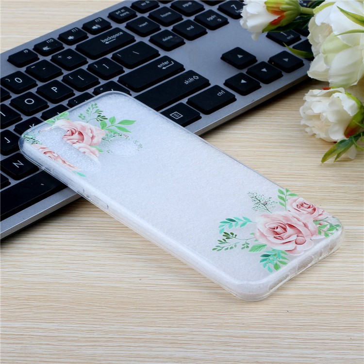 Embossed Rubberized TPU Phone Case for Xiaomi Redmi Note 8 - Pink Flower-5