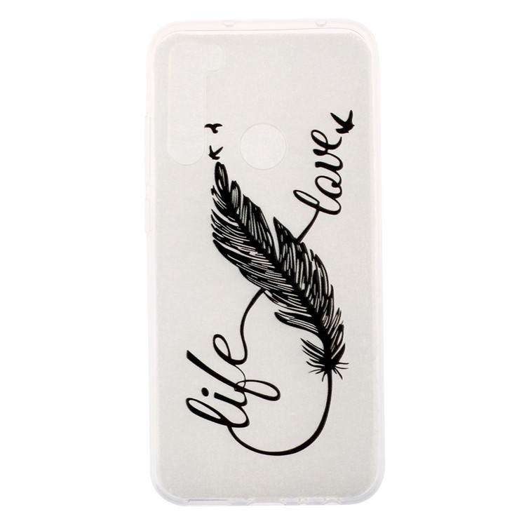 Embossed Rubberized TPU Phone Case for Xiaomi Redmi Note 8 - Feather Pen-1
