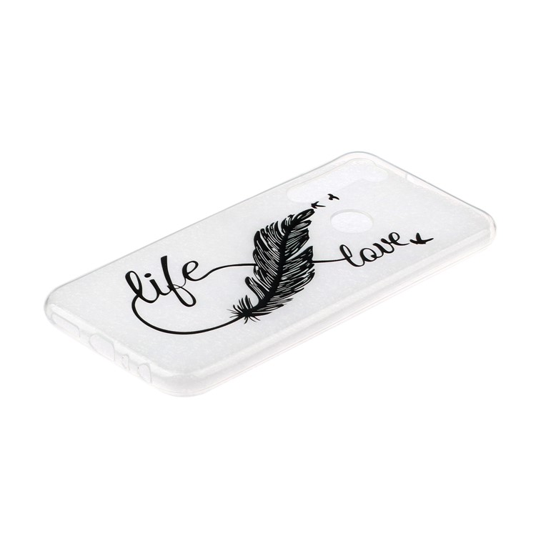 Embossed Rubberized TPU Phone Case for Xiaomi Redmi Note 8 - Feather Pen-2
