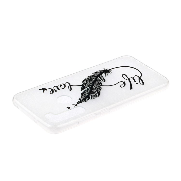 Embossed Rubberized TPU Phone Case for Xiaomi Redmi Note 8 - Feather Pen-3