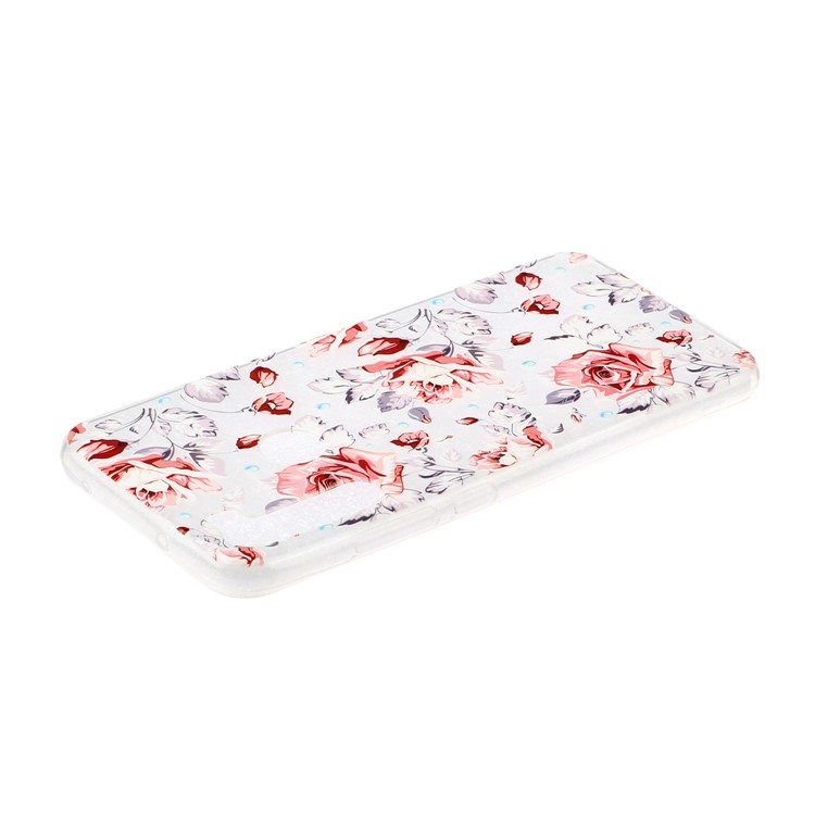 Embossed Rubberized TPU Phone Case for Xiaomi Redmi Note 8 - Red Flowers-3