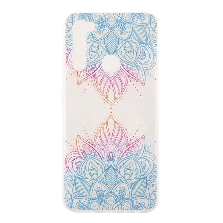 Embossed Rubberized TPU Phone Case for Xiaomi Redmi Note 8 - Blue Malanda Flowers-1