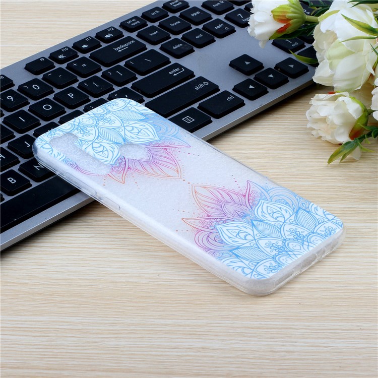 Embossed Rubberized TPU Phone Case for Xiaomi Redmi Note 8 - Blue Malanda Flowers-5