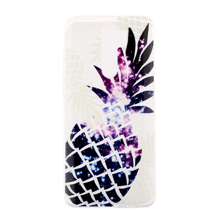 Embossed Rubberized Soft TPU Phone Case for Xiaomi Redmi Note 8 Pro - Purple Pineapple-1