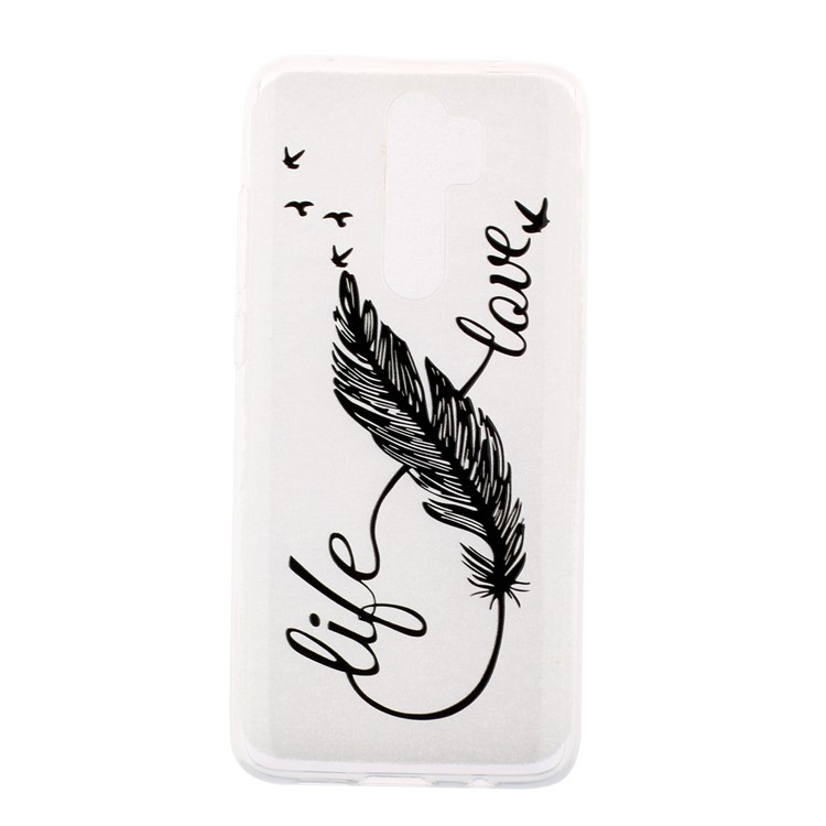 Embossed Rubberized Soft TPU Phone Case for Xiaomi Redmi Note 8 Pro - Feather Pen-1