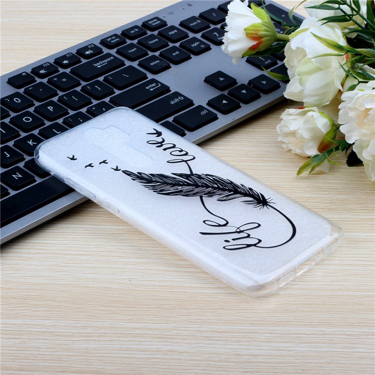 Embossed Rubberized Soft TPU Phone Case for Xiaomi Redmi Note 8 Pro - Feather Pen-5