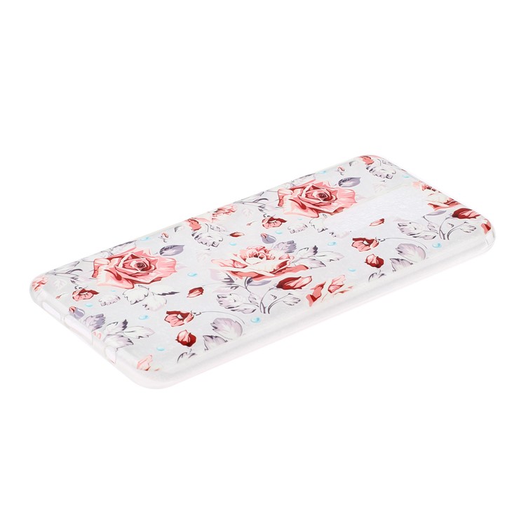 Embossed Rubberized Soft TPU Phone Case for Xiaomi Redmi Note 8 Pro - Red Flowers-2