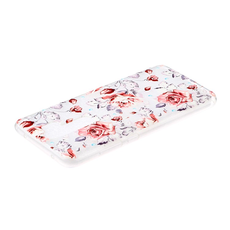 Embossed Rubberized Soft TPU Phone Case for Xiaomi Redmi Note 8 Pro - Red Flowers-3