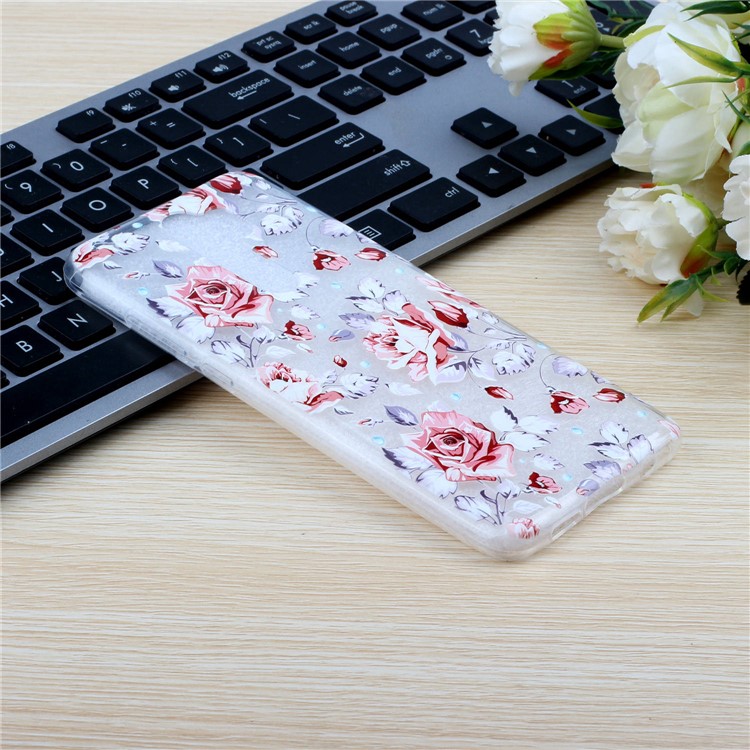 Embossed Rubberized Soft TPU Phone Case for Xiaomi Redmi Note 8 Pro - Red Flowers-5