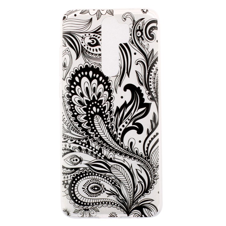 Embossed Rubberized Soft TPU Phone Case for Xiaomi Redmi Note 8 Pro - Black Flower-1