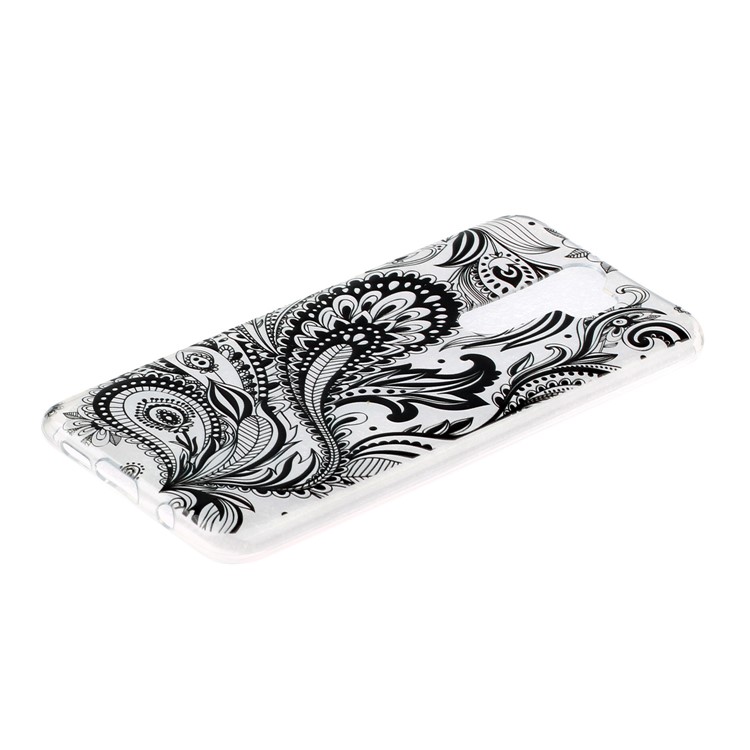 Embossed Rubberized Soft TPU Phone Case for Xiaomi Redmi Note 8 Pro - Black Flower-2