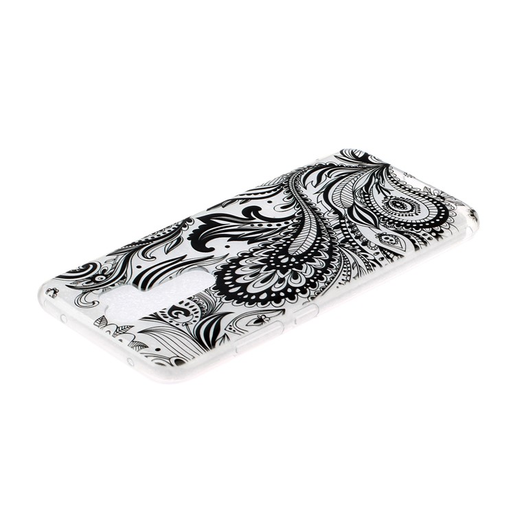 Embossed Rubberized Soft TPU Phone Case for Xiaomi Redmi Note 8 Pro - Black Flower-3