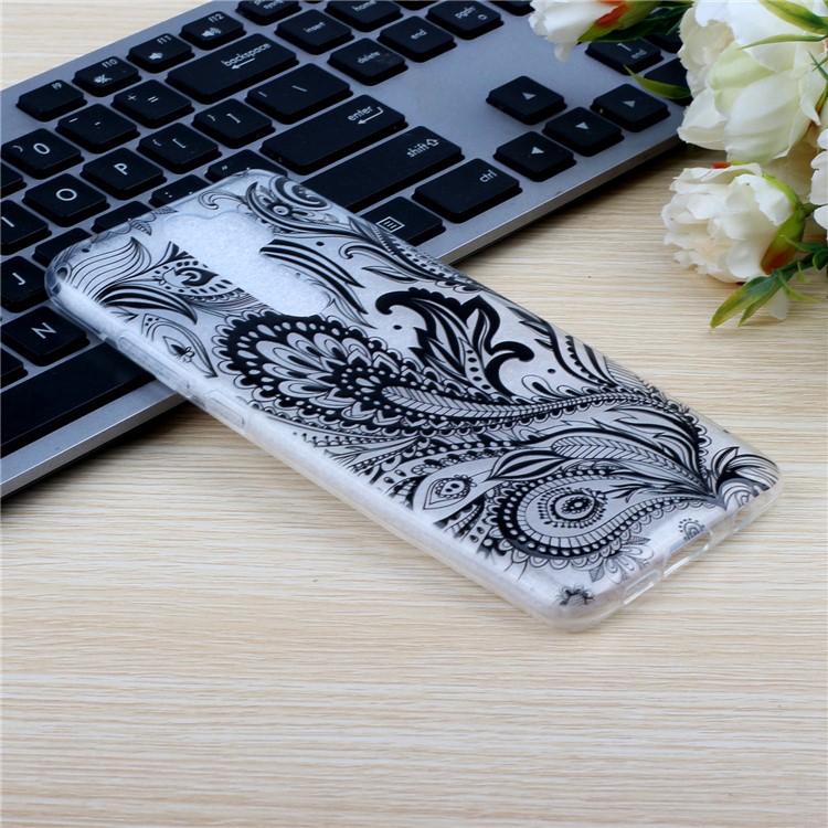 Embossed Rubberized Soft TPU Phone Case for Xiaomi Redmi Note 8 Pro - Black Flower-5