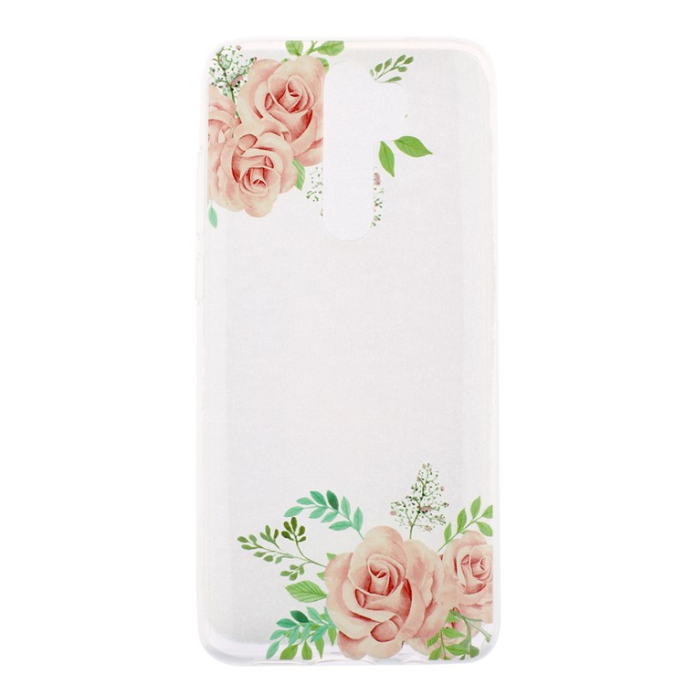 Embossed Rubberized Soft TPU Phone Case for Xiaomi Redmi Note 8 Pro - Pink Flower-1