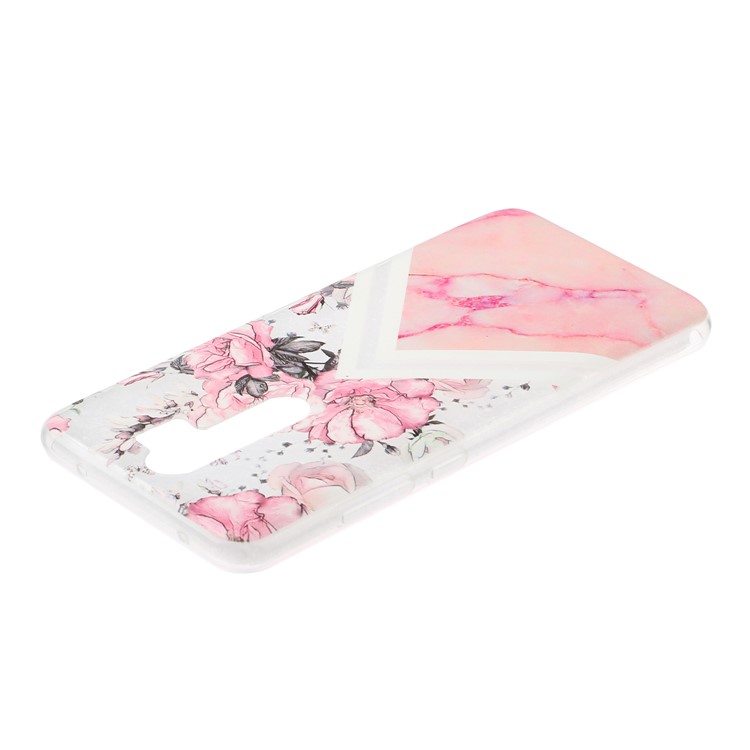 Cassa Del Telefono In Rilievo In Gomma Morbida Di TPU Per Xiaomi Redmi Nota 8 Pro - Fiore Rosa E Marmo Modello-3