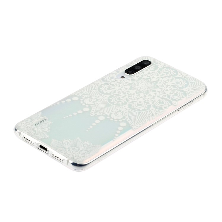 Embossed Pattern TPU Case for Xiaomi Mi CC9e/Mi A3 - White Malanda Flowers-3
