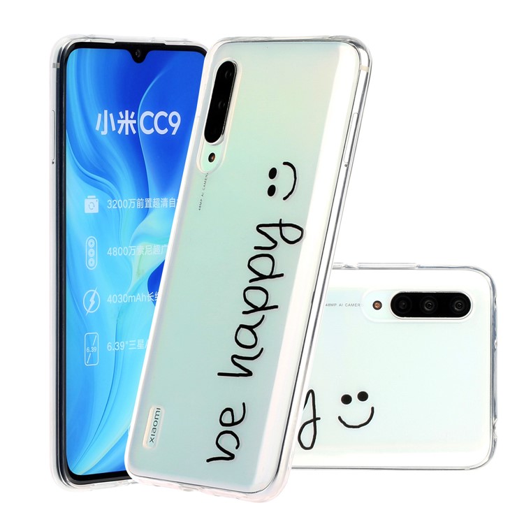 Embossed Pattern TPU Case for Xiaomi Mi CC9e/Mi A3 - Be Happy-1