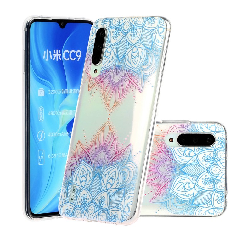 Embossed Pattern TPU Case for Xiaomi Mi CC9e/Mi A3 - Blue Malanda Flowers-1