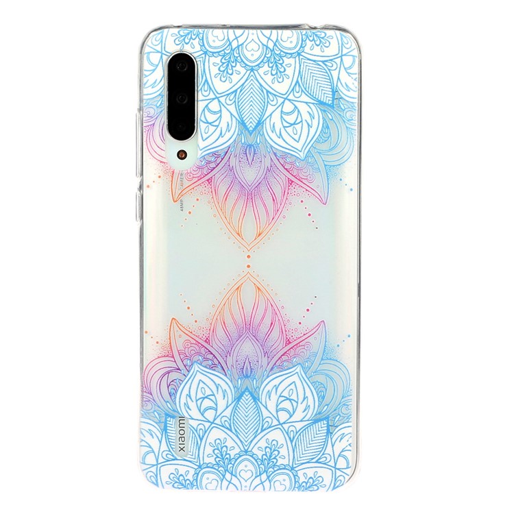 Embossed Pattern TPU Case for Xiaomi Mi CC9e/Mi A3 - Blue Malanda Flowers-2