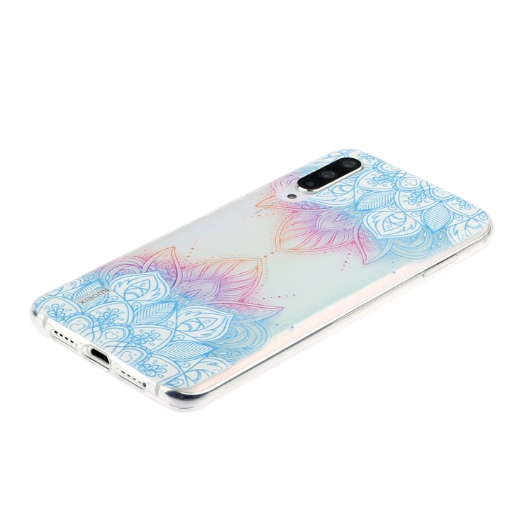Embossed Pattern TPU Case for Xiaomi Mi CC9e/Mi A3 - Blue Malanda Flowers-3