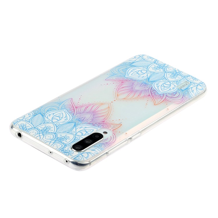 Embossed Pattern TPU Case for Xiaomi Mi CC9e/Mi A3 - Blue Malanda Flowers-4