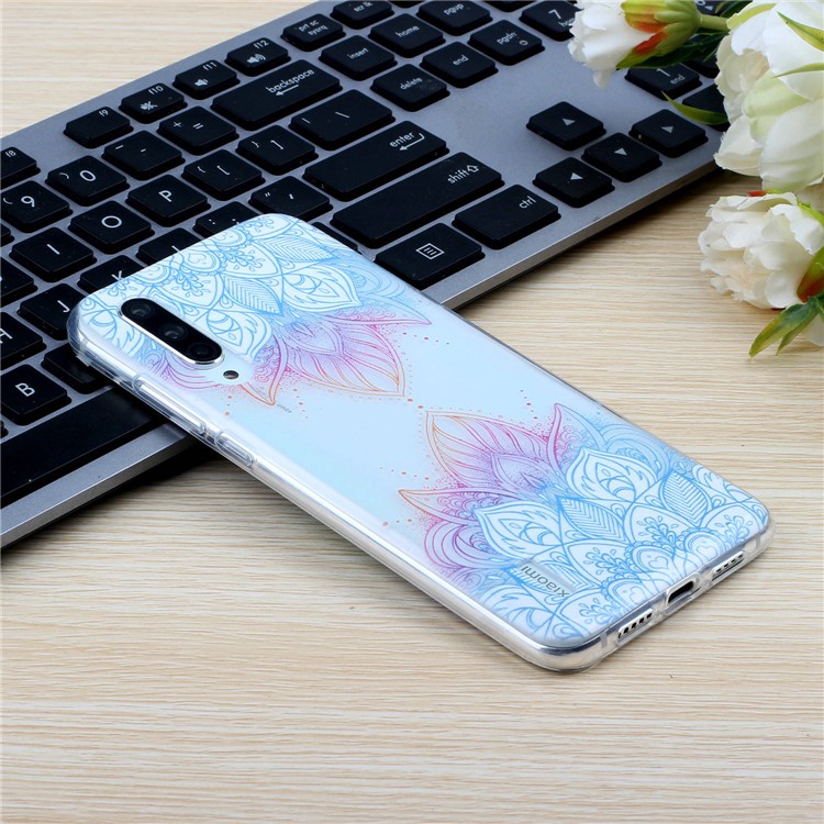 Embossed Pattern TPU Case for Xiaomi Mi CC9e/Mi A3 - Blue Malanda Flowers-7