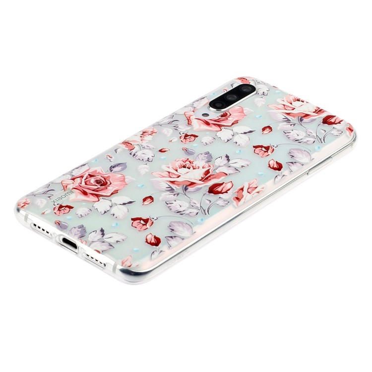 Embossed Pattern TPU Case for Xiaomi Mi CC9e/Mi A3 - Red Flowers-3