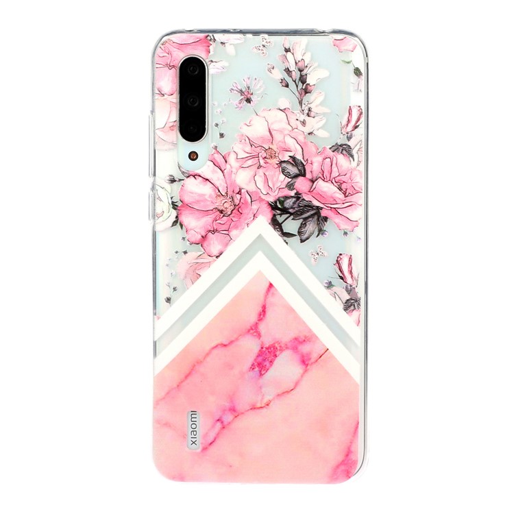 Embossed Pattern TPU Case for Xiaomi Mi CC9e/Mi A3 - Flower and Marble Grain-2