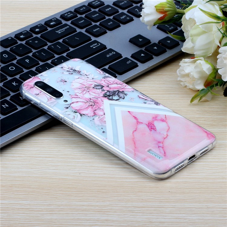Embossed Pattern TPU Case for Xiaomi Mi CC9e/Mi A3 - Flower and Marble Grain-7