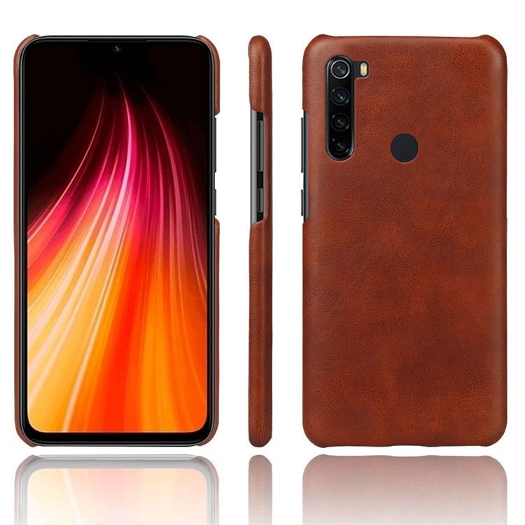 KSQ Crazy Horse Texture PU Leather Coated PC Covering Phone Case for Xiaomi Redmi Note 8 - Brown-1