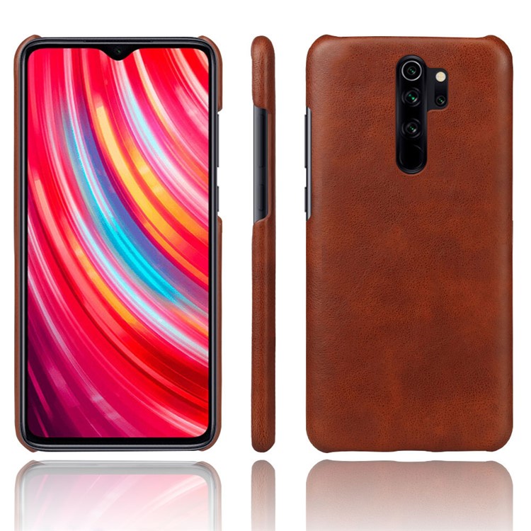 KSQ Crazy Horse Texture PU Leather Coated PC Phone Cover Shell for Xiaomi Redmi Note 8 Pro - Brown-1