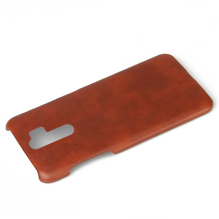 KSQ Crazy Horse Texture PU Leather Coated PC Phone Cover Shell for Xiaomi Redmi Note 8 Pro - Brown-2