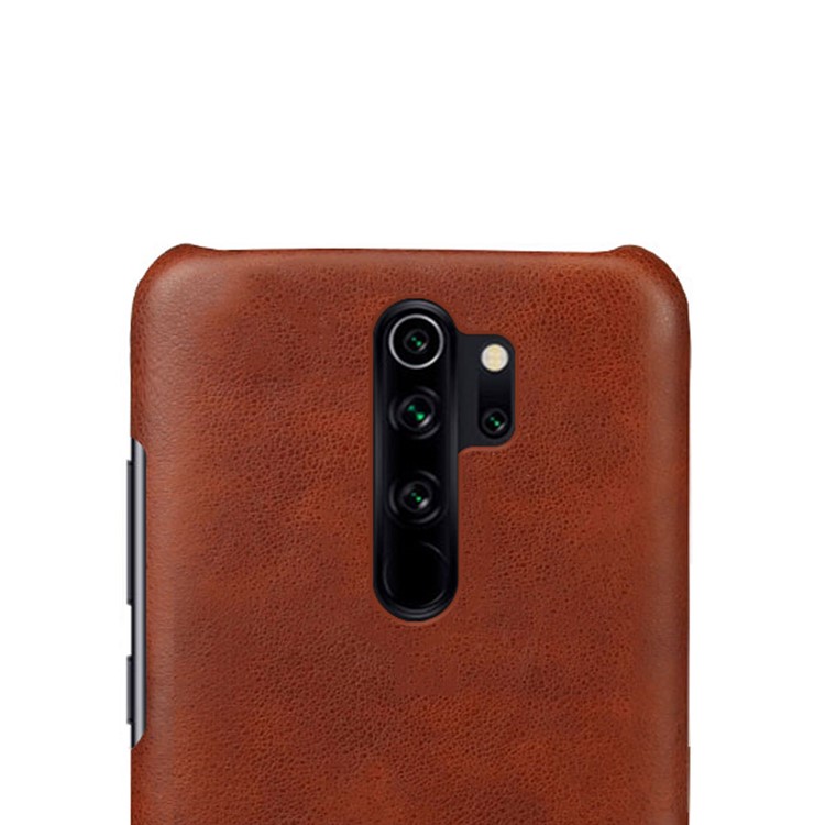 KSQ Crazy Horse Texture PU Leather Coated PC Phone Cover Shell for Xiaomi Redmi Note 8 Pro - Brown-3