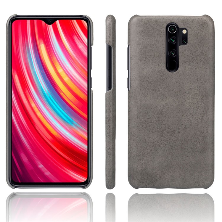 KSQ Crazy Horse Textura De Couro PU Shell Tampa Do Telefone PC Revestido Para Xiaomi Nota Redmi 8 Pro - Cinzento-1