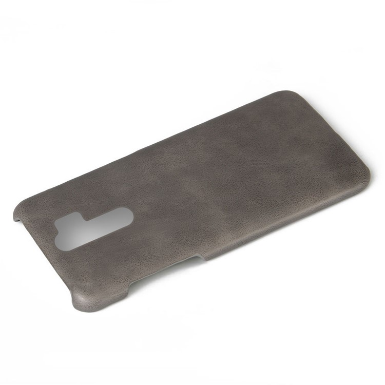 KSQ Crazy Horse Textura De Couro PU Shell Tampa Do Telefone PC Revestido Para Xiaomi Nota Redmi 8 Pro - Cinzento-2