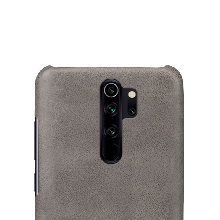 KSQ Crazy Horse Textura De Couro PU Shell Tampa Do Telefone PC Revestido Para Xiaomi Nota Redmi 8 Pro - Cinzento-3