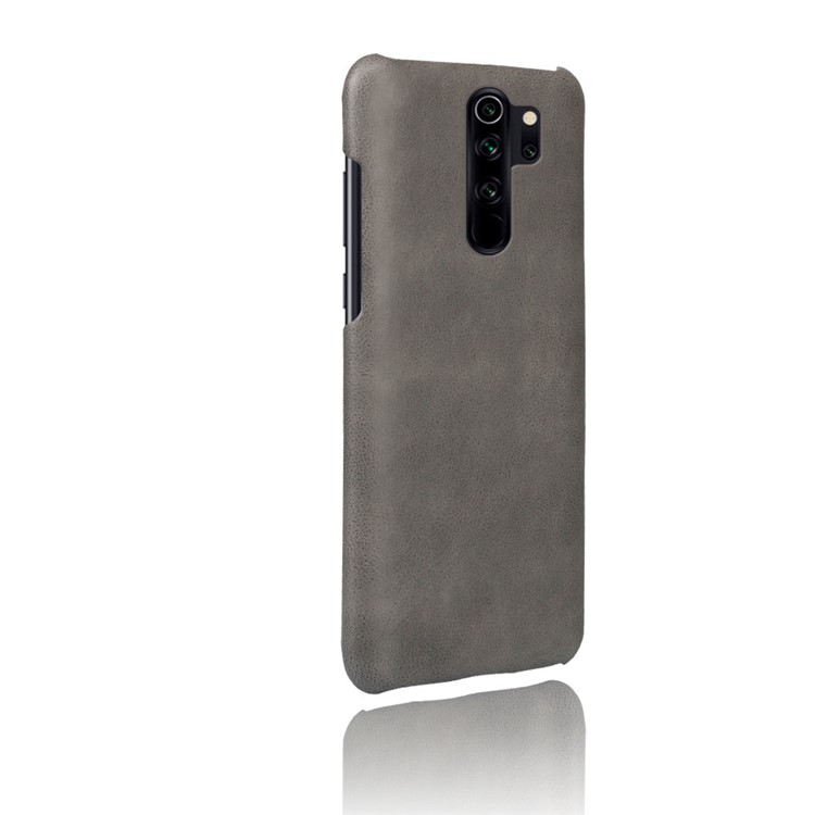 KSQ Crazy Horse Textura De Couro PU Shell Tampa Do Telefone PC Revestido Para Xiaomi Nota Redmi 8 Pro - Cinzento-4