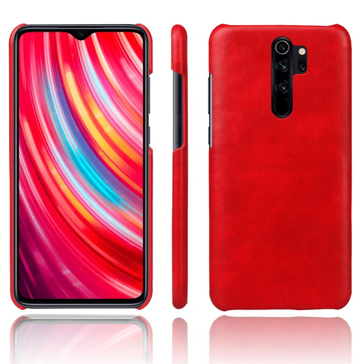 KSQ Crazy Horse Texture PU Leather Coated PC Phone Cover Shell for Xiaomi Redmi Note 8 Pro - Red-1