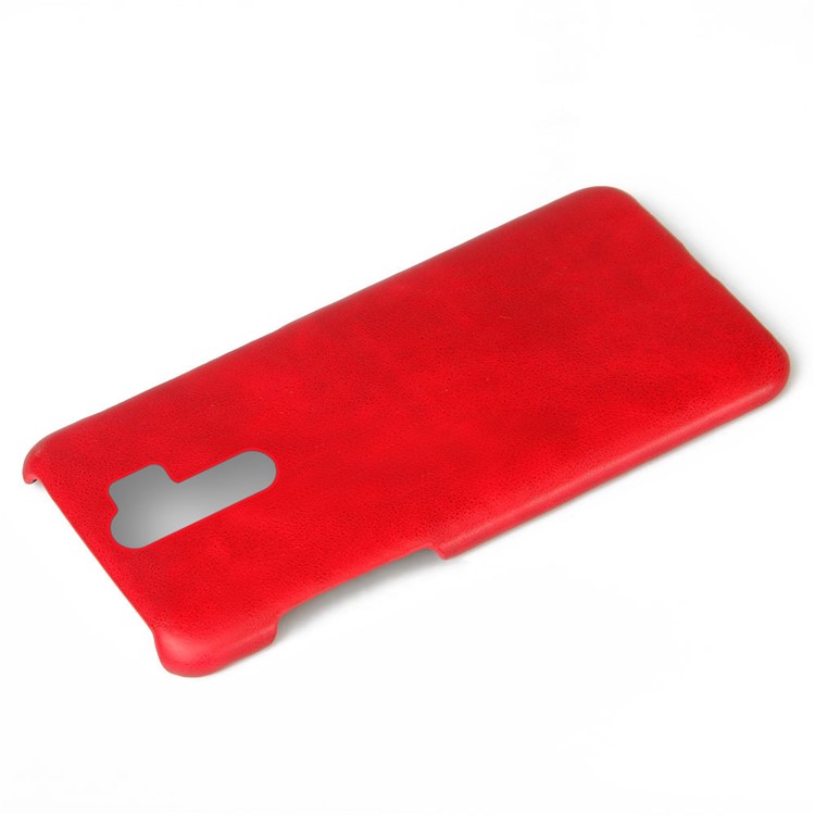 KSQ Crazy Horse Texture PU Leather Coated PC Phone Cover Shell for Xiaomi Redmi Note 8 Pro - Red-2