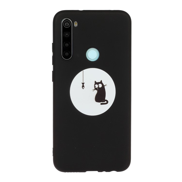 Pattern Printing Matte TPU Shell for Xiaomi Redmi Note 8 - Kitten Eating Fish-1