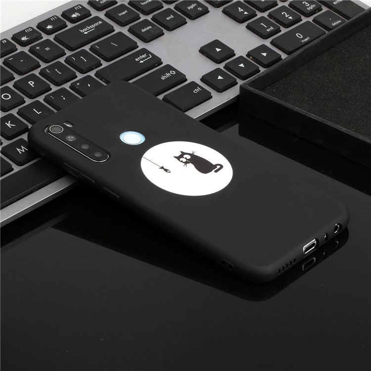 Pattern Printing Matte TPU Shell for Xiaomi Redmi Note 8 - Kitten Eating Fish-5