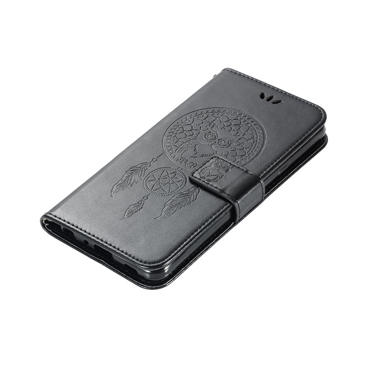 Imprinted Unique Dream Catcher Owl Leather Wallet Case for Xiaomi Redmi Note 8 Pro - Black-4