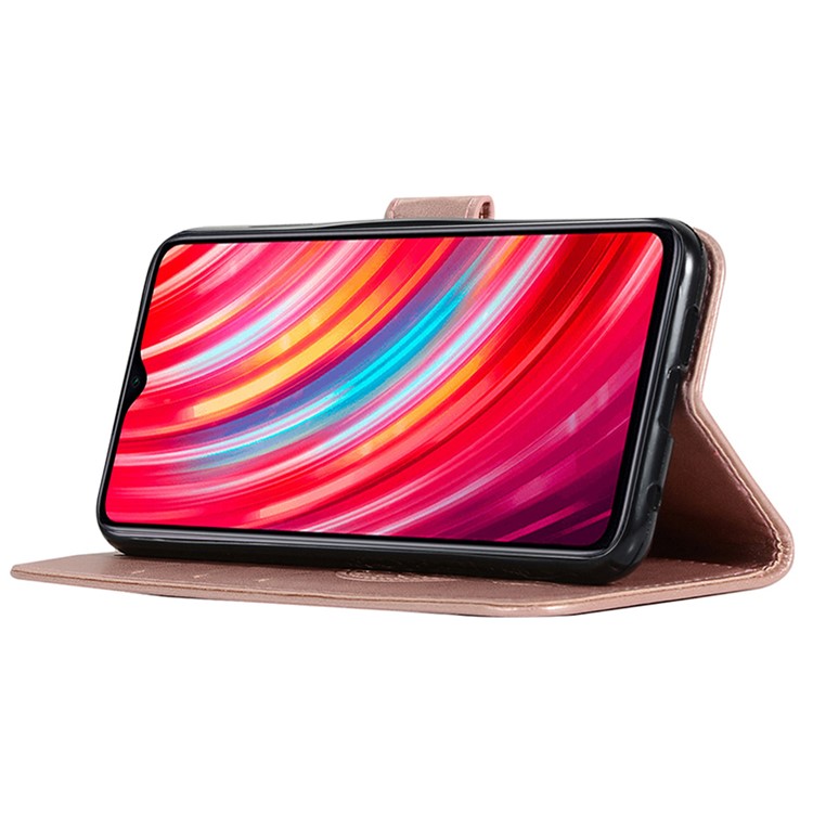 Imprinted Unique Dream Catcher Owl Leather Wallet Case for Xiaomi Redmi Note 8 Pro - Rose Gold-8