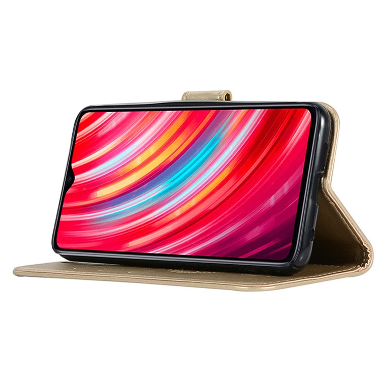 Imprinted Unique Dream Catcher Owl Leather Wallet Case for Xiaomi Redmi Note 8 Pro - Gold-2