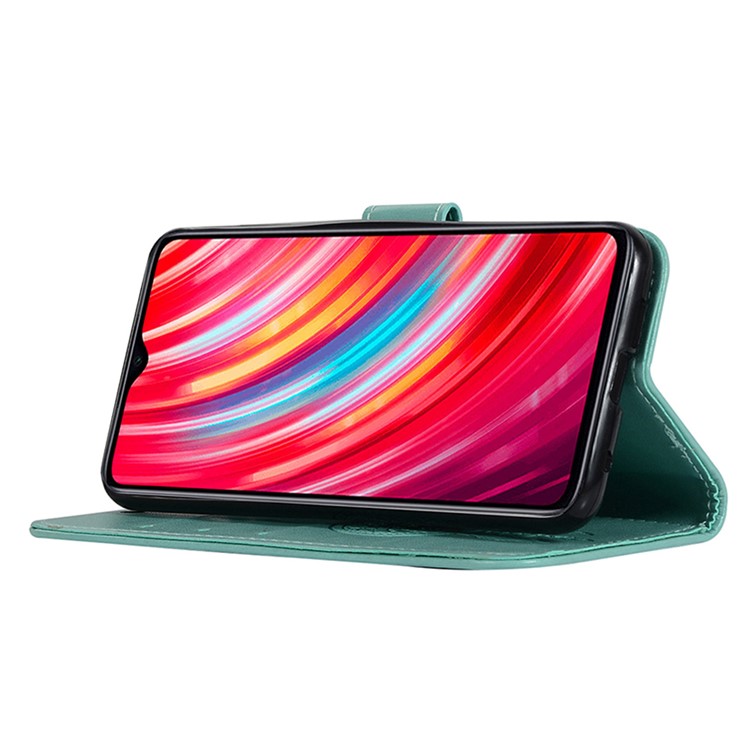 Imprinted Unique Dream Catcher Owl Leather Wallet Case for Xiaomi Redmi Note 8 Pro - Green-8