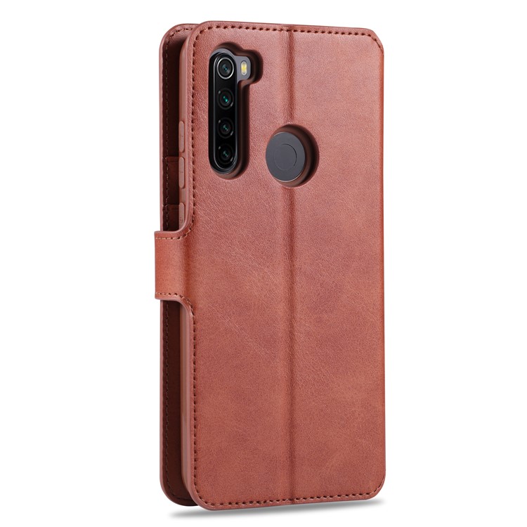 AZNS Wallet Leather Stand Cell Casing Shell for Xiaomi Redmi Note 8 - Brown-3