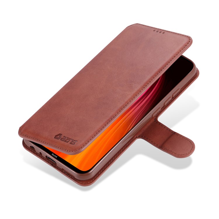 AZNS Wallet Leather Stand Cell Casing Shell for Xiaomi Redmi Note 8 - Brown-4