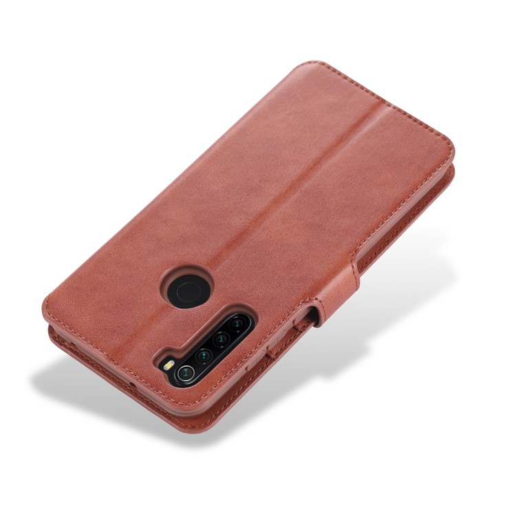 AZNS Wallet Leather Stand Cell Casing Shell for Xiaomi Redmi Note 8 - Brown-5