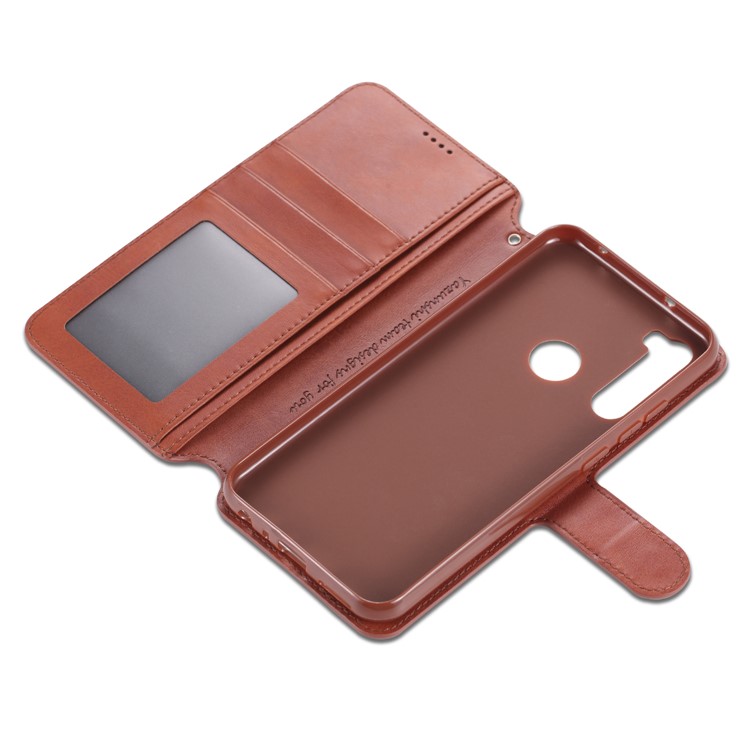 AZNS Wallet Leather Stand Cell Casing Shell for Xiaomi Redmi Note 8 - Brown-9